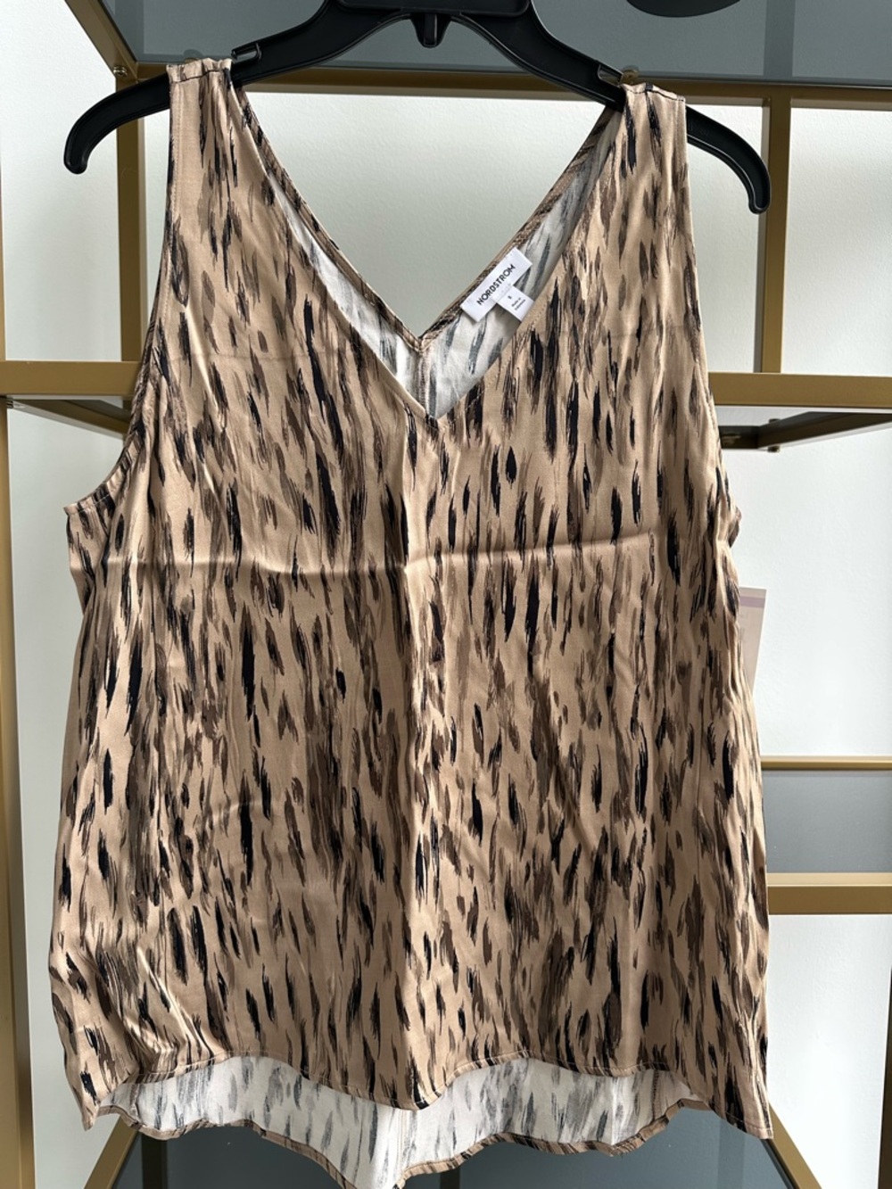 Nordstrom Beige and Black Animal Print V-Neck Camisole